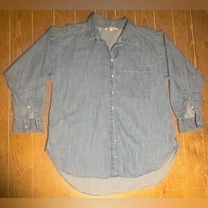 LOFT Blue Denim Down Bottom Long Sleeve women Size M